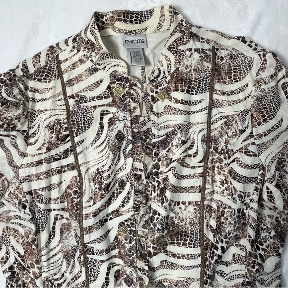 Chico's animal print linen blend size 2 overshirt - Picture 13 of 13